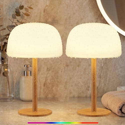Waterproof Shower Lamp Cordless Lamp - 7500mAh Rechargeable Table Lamp, Bathroom Lamp, RGB 15 Colors & 3 Color Temperature Touch Dimmable, Shower Light for Inside Shower, Bathtub, Bedroom, 2PCS by AmazeFun