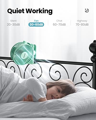 Gaiatop Portable Clip on Fan Battery Operated, Small Powerful 3 Speed Quiet 360° Rotate, USB Rechargeable Mini Personal Cooling Fan for Desk Table Home Office Stroller Camping Women Gifts Green - Image 5