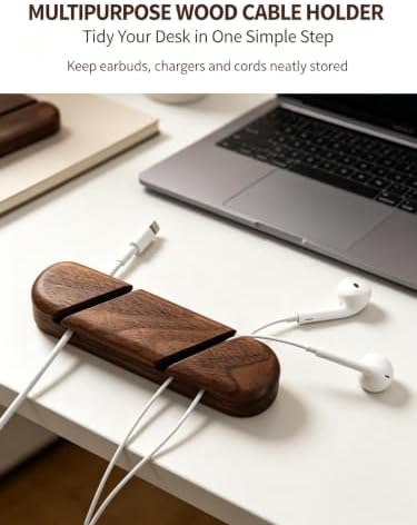 Solid Wood Desk Cable Management Cord Holder - Image 2