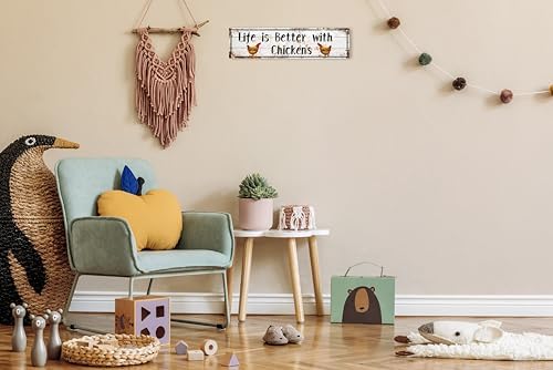 AWISZZZ Metal Tin Signs Life is Better with Chickens Signs Farm Chickens Door Accessories Wall Decor Vintage Retro Art Plaque for Bedroom Kitchen Garden Pub Club Coffee Hanging Decor 4x16 In - Image 6