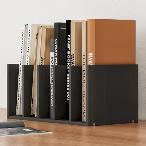 Desk File Holder with Five Tiered Compartments, Wood Desk File Organizer Vertical with Five Storage Compartments, Book Organizer for Desk, Office, Classroom, Black - Image 7