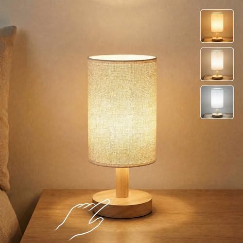 Cordless Touch Bedside Lamp with 3 Color Temperatures & Stepless Dimming by PuziphaTableLamp