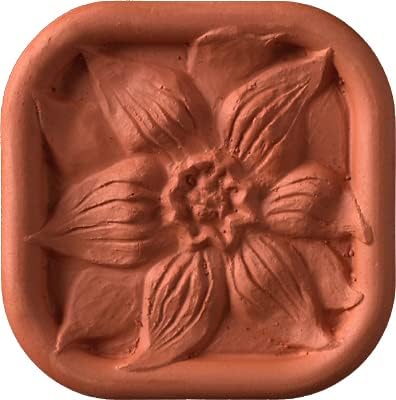 JBK Pottery Ceramic Clay Diffuser – Passive Aromatherapy Oil Diffuser for Essential Oils, Great Home Decor, Car & Office Desk, Patio Warmer, Travel Size Gift, Small Mini Terracotta (Clemantis Flower) by JBKPottery