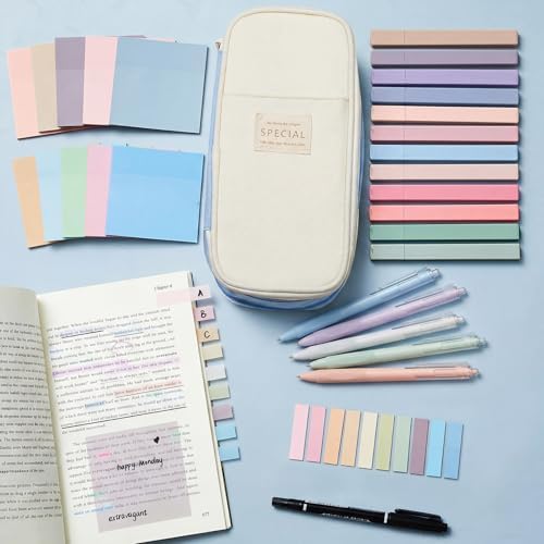 Jutom 39 Pcs Aesthetic Book Annotation Kit,Light Blue,Cute Style - Image 5
