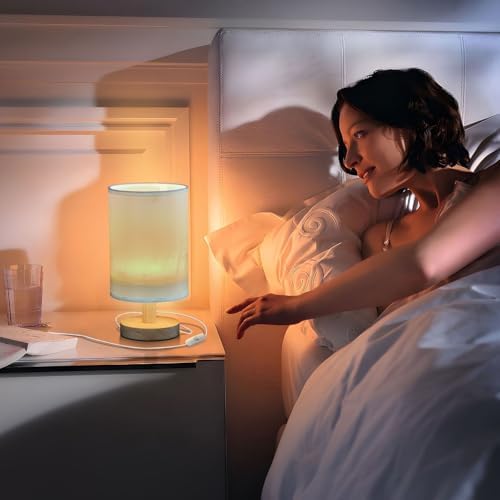 Light Green Pattern Bedside Table Lamp for Bedroom Small Lamps for Nightstand Lamp with Non-Slip Base LED Desk Lamps for Living Room Home Office Dorm Kids Room - Image 7