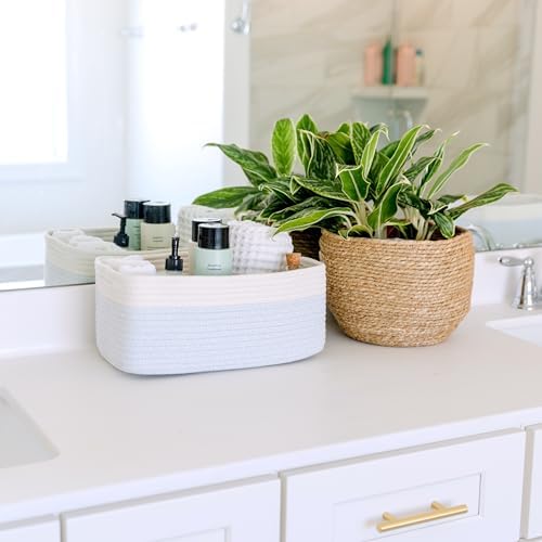 NaturalCozy 13.5”x8.5”x5.5” Rectangle Storage Baskets for Shelves 3 Pack | Cotton Rope Woven Small Baskets for Organizing | Small Storage Bins for Nursery, Bathroom, Closet, Shelf, Decorative - Image 5