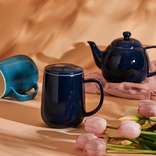 Sweese 20oz Porcelain Teacup with Infuser and Lid, Large Tea Mug for Loose Tea - Microwave and Dishwasher Safe, Insulated, Modern Design for Tea Lovers - Image 5