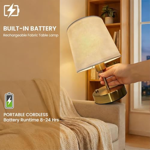 Gold Portable Cordless Table Lamp, Rechargeable Bedside Lamp, Mini - Image 3