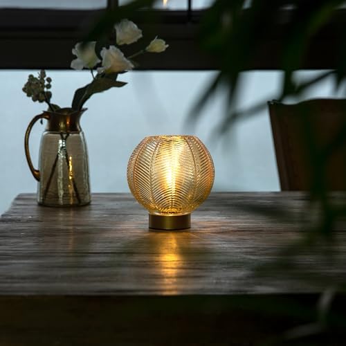LUSHARBOR Battery Operated Decorative Glass Table Lamp with Timer Gold - Image 2