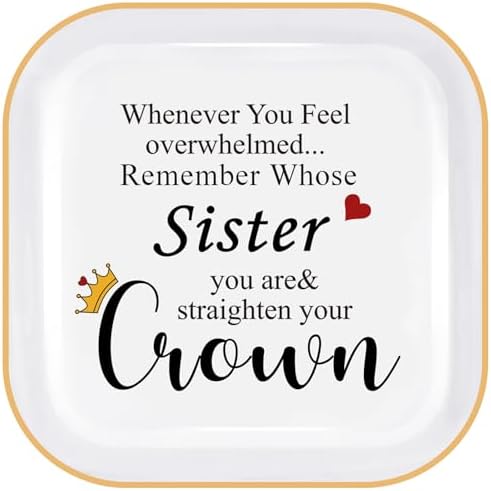 Sister Gifts Ceramic Ring Dish Tray, Encouragement Straighten Your Crown by PUDDINGCABIN