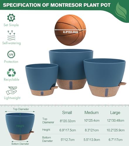 2 Pack 10 inch Self Watering Planters, PP Plastic Plant Pots for Indoor - Image 4