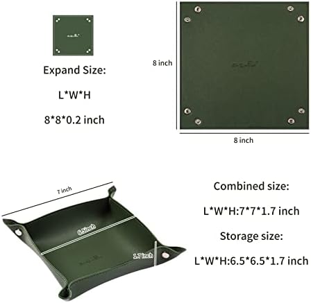 Leather Jewelry Valet Tray for Women and Man (Dark Green-B) - Image 2