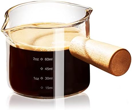 PARACITY Espresso Measuring Cup with Handle, 3.5 oz Double-Spout Glass by PARACITY