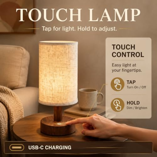Mini Cordless Bedside Lamp, Touch Rechargeable LED Night Light - Image 2