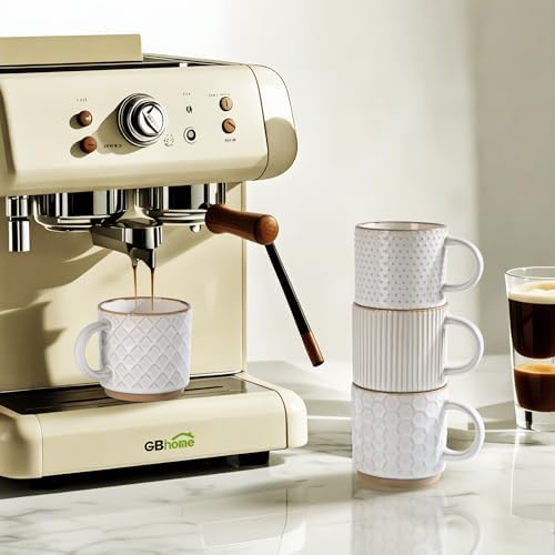 GBhome 6 OZ Stackable Coffee Mugs Set of 4, Ceramic Coffee Cups Set - Image 4