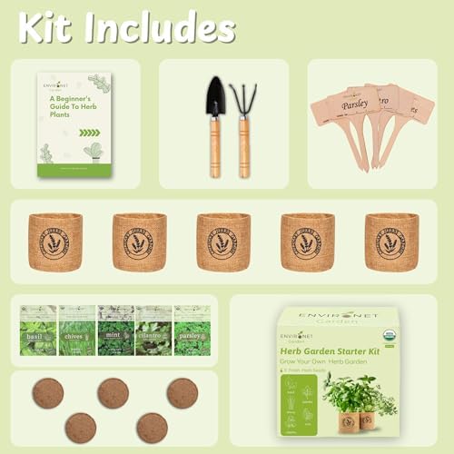Herb Indoor Garden Kit- Unique Chrismas Herb Gardening Gift, Home Kitchen Gift for Mom, Friends, and Gardeners (Basil, Parsley, Chives, Cilantro, Mint) - Image 2