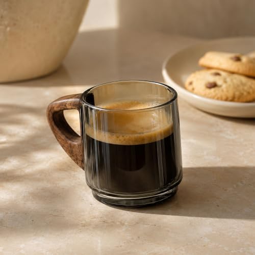 Artizan Handcrafted Glass Espresso Cup with Wooden Handle – 150 ml Small Espresso Cup, Transparent Glass Coffee Cup – Pack of 1 - Image 4