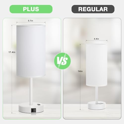 Dicoool 17.4" Bedside Lamp for Bedroom - Dimmable Touch, USB A+C, AC Outlet - Image 5