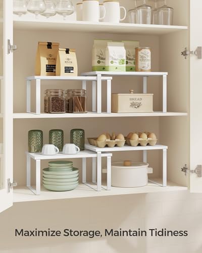 SONGMICS Cabinet Organizer Shelf, Set of 2 Spice Rack, Kitchen Storage - Image 3
