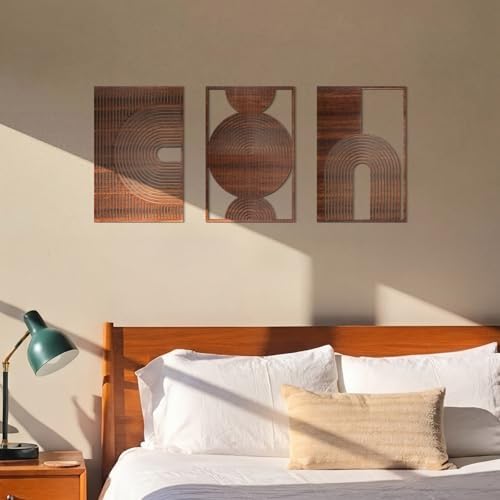 Yerliker 3 Pcs Modern Wall Decor, Mid-century, 15.75 x 15.75 x 1.97 Inch - Image 3