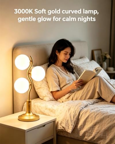 Lightdot Gold Globe Table Lamp Dimmable Modern Ball Lamp 3 Bulbs Included - Image 6
