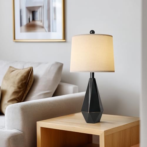 PoKat 23'' Farmhouse Table Lamps Set of 2, Black Bedside Lamps for Bedroom Night Stands, Modern Nightstand Lamps for Living Room, End Side Table, Black - Image 4
