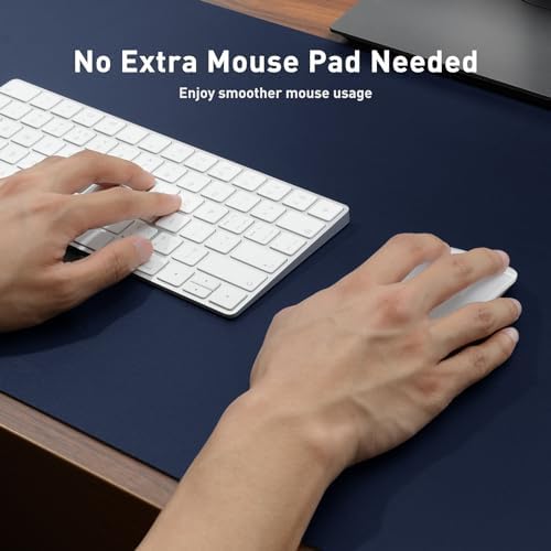 Aothia Leather Desk Pad Protector, Mouse Pad, Office Desk Mat, Non-Slip PU Leather Desk Blotter, Laptop Desk Pad, Waterproof Desk Writing Pad for Office and Home (Dark Blue,23.6" x 13.7") - Image 4