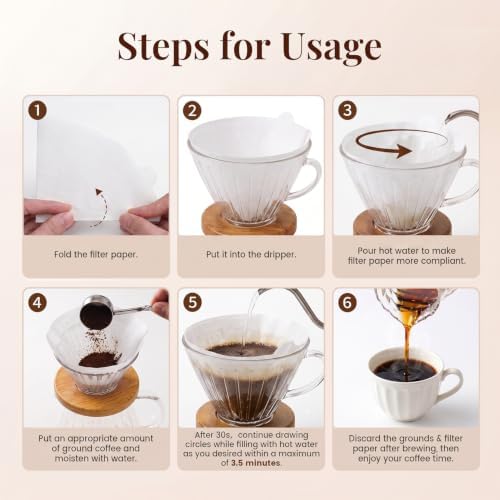 Clinuse 200Pcs Cone Coffee Filters #2, White Size 02 Coffee Filter - Image 5