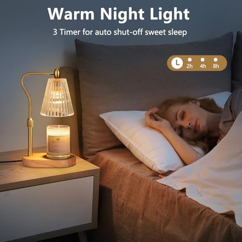 Engpure Candle Warmer Lamp - Candle Warmer Lamp with Timer and Dimmer Adjustable Height,Electric Wax Melt Warmer with 2 Bulbs for Scented Jar Candles Home Decor Mother's Day Gifts, Amber - Image 2