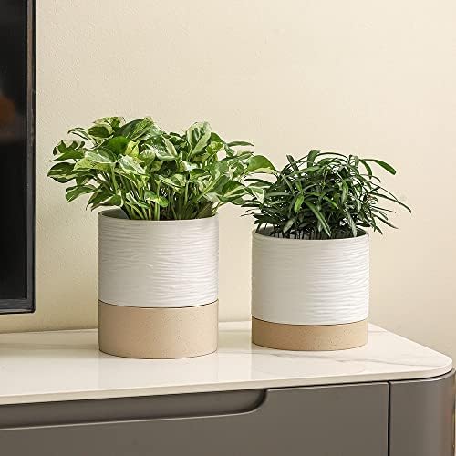 Nihow Ceramic Self Watering Plant Pot for Indoor Plants,6 Inch,White - Image 5