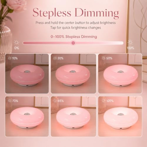 Pink Donut Lamp,Rechargeable,Pink Ambient Light,Bedroom Decor Gift - Image 4
