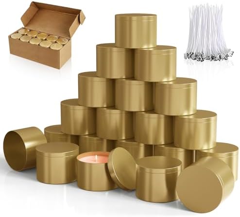 PCREGPAE 8OZ Gold Candle Tins Cans with Lids and Wicks for Making Candles by Unknown
