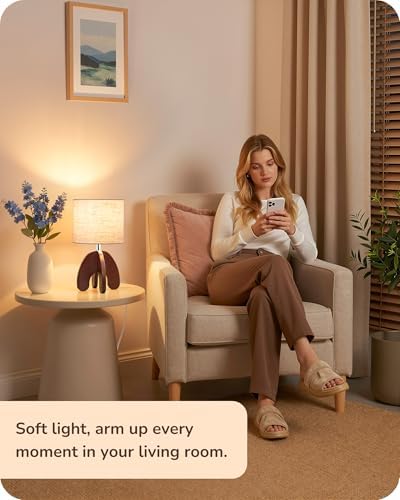 EDISHINE 14.37'' Small Table Lamp, Modern Bedside Lamp, Linen Shade, E26 - Image 6
