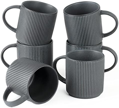 famiware Coffee Mug Set of 6, Star 12 oz Ceramic Mugs Cups Set with Handle by Famiware