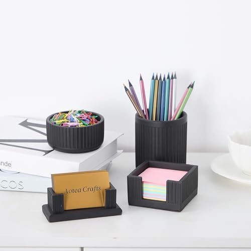 Set of 4 -Concrete Office Desk Accessories for Men-Modern Industrial Decor - Image 7