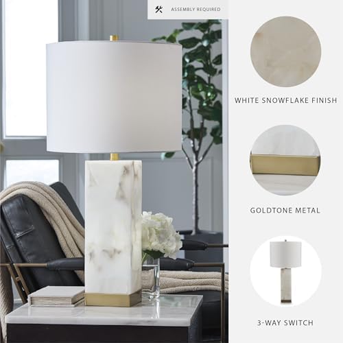 Signature Design by Ashley Linderfield Alabaster 3-Way Table Lamp, White - Image 3