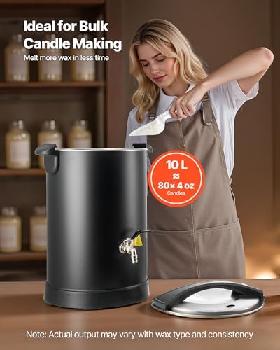 VEVOR 20 Lbs Wax Melter for Candle Making, Fast and Even Heating, with Easy Pour Spout and Temp Digital Display, Hourglass Base for Non-Stick Smooth Flow, Wax Melting Pot for Making Candles Soaps - Image 4