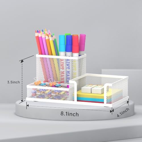 SUPEASY Pen Holder Desk Organizer, Office Supplies Pencil Holder with 3 Compartments, Desk Accessories and Workspace Organizers for Home School Classroom, White - Image 5