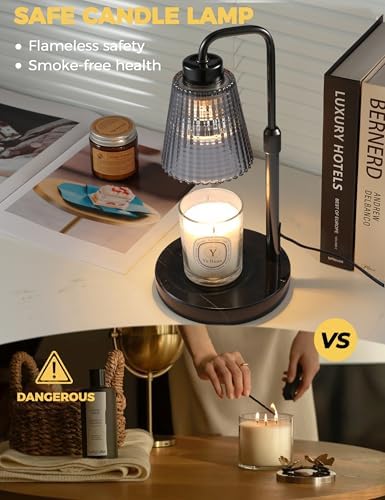 Marble Candle Warmer Lamp Black with Cycle Timer, Dimmable Wax Melt Warmer - Image 2