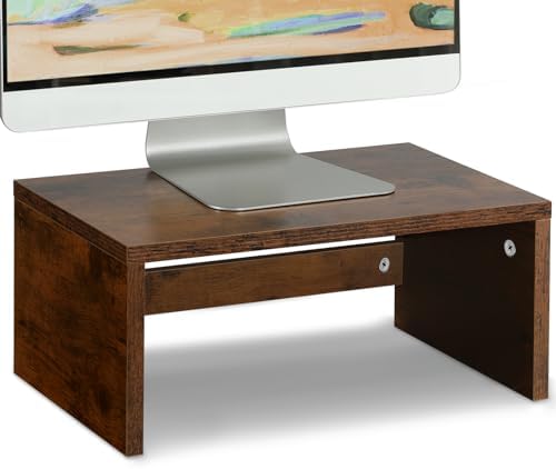 TEAMIX 6.7 inch Tall Monitor Stand Riser, Wood Shelf Riser, Desk Organizer by TEAMIX