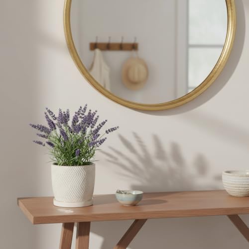 Nihow Ceramic Plant Pots with Drainage Hole & Saucer, 4.75 Inch, White-3 - Image 6