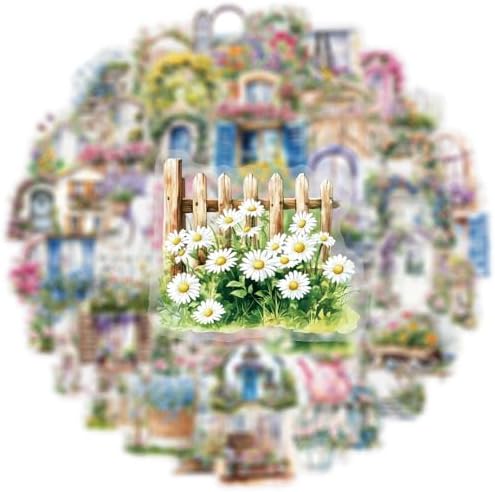 50PCS Garden Stickers Aesthetic PET Sticker Garden Flower wall Decal Waterproof Decorative Decals for Scrapbook DIY Crafts Album Bullet Journal Planner Water Bottles Laptop Phone (Garden Sticker) - Image 2