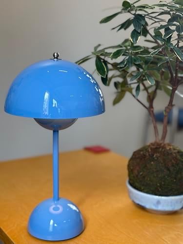 Flower Bud Lamp, Cordless Rechargeable Mushroom Table Lamp,Blue - Image 3