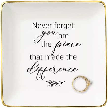 Appreciation Gift for Boss,Co-workers,Teachers,Nurse,Friend,Thank You Gifts for Colleague Women-Promotion Farewell New Job Present-Jewelry Tray Trinket Holder Ring Dish-Never Forget You Are the Piece by NZY