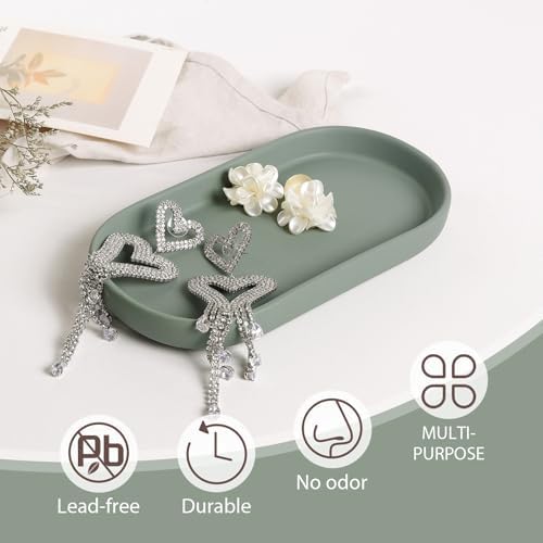 2 Packs Ceramic Jewelry Tray Oval Vanity Dish for Rings Earrings - Image 3