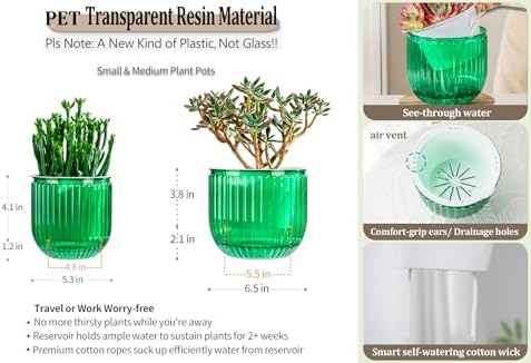 Melphoe Self Watering Pots for Indoor Plants Planter, 6.5/5.3 Inch 2 Pack Planters Self Watering Plant Pots for Flower, Houseplants, Succulent, African Violets and Cactus with Drainage - Image 6