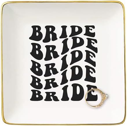 Engagement Gift for Bride-Future Mrs-Bride to Be-Bridal Shower Gifts for Bridal-Bachelorette Party Present for Women,Best Friend-Bridal Wedding Present-Ceramic Jewelry Tray Trinket Holder Ring Dish by NZY