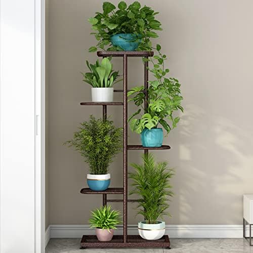 LINZINAR 5 Tier Plant Stand Indoor Outdoor Metal Flower Pot Display Shelf - Image 2