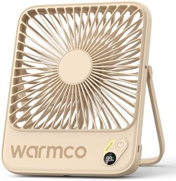 Warmco D3 Portable Travel Fan 10000mAh, Ultra-Slim, 10-24H Battery Life by Warmwinterscoolsummers