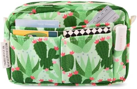 Multiple Pockets Portfolio Organizer with Zipper,Makeup Bag Pencil Pouch by E-WEICHEN